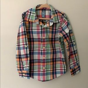 GAP boys new plaid pastel spring button down